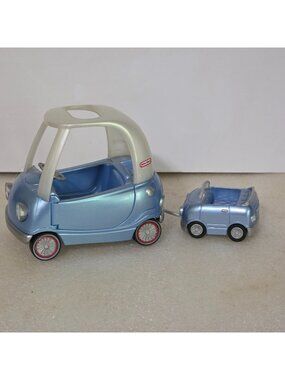 Little Tikes LOL Surprise Blue Cozy Coupe & Pull Behind Car for Doll Set